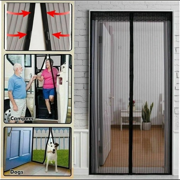 🦟 2 Mosquito screen curtain door panels magnetic BNIB bugs pet doggy mesh net - Picture 1 of 10